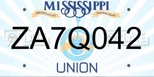 ZA7Q042 Mississippi License Plate