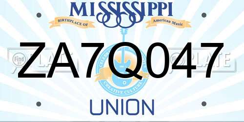ZA7Q047 Mississippi License Plate