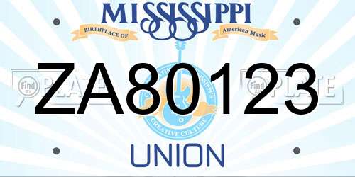 ZA80123 Mississippi License Plate