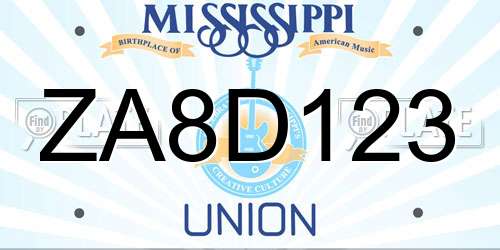 ZA8D123 Mississippi License Plate