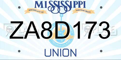 ZA8D173 Mississippi License Plate