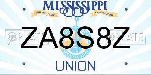 ZA8S8Z Mississippi License Plate
