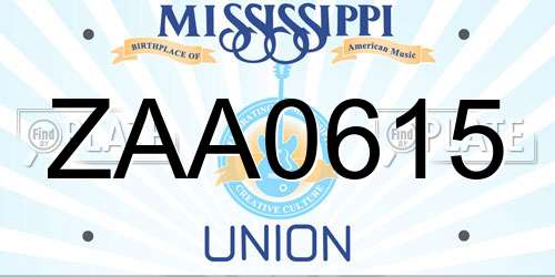 ZAA0615 Mississippi License Plate