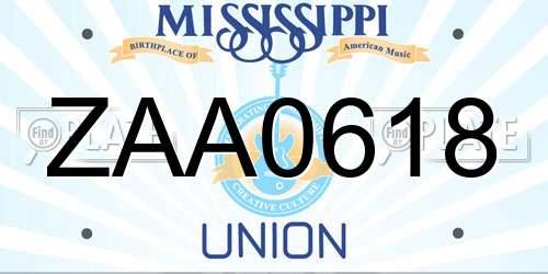 ZAA0618 Mississippi License Plate