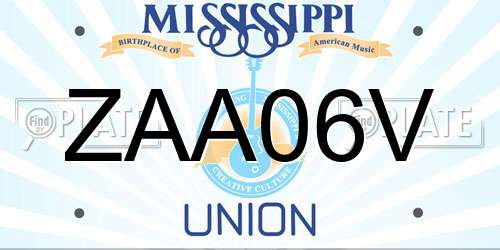 ZAA06V Mississippi License Plate