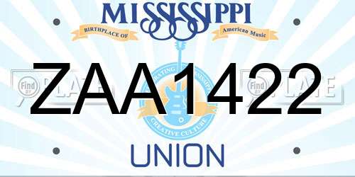 ZAA1422 Mississippi License Plate
