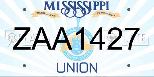 ZAA1427 Mississippi License Plate