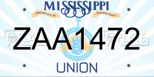 ZAA1472 Mississippi License Plate