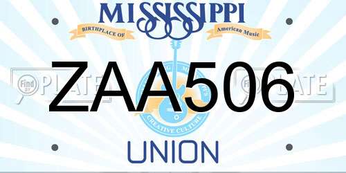 ZAA506 Mississippi License Plate