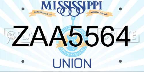 ZAA5564 Mississippi License Plate