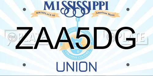 ZAA5DG Mississippi License Plate