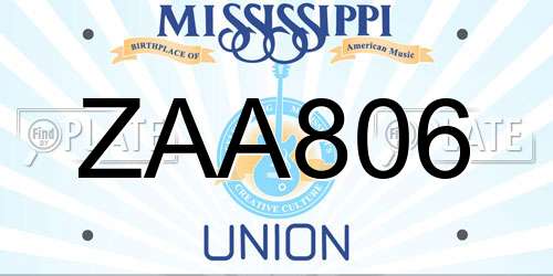 ZAA806 Mississippi License Plate