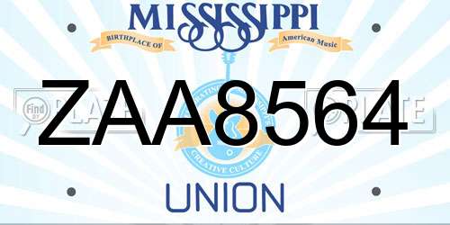 ZAA8564 Mississippi License Plate