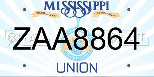 ZAA8864 Mississippi License Plate
