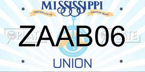 ZAAB06 Mississippi License Plate