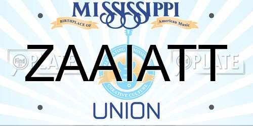 ZAAIATT Mississippi License Plate