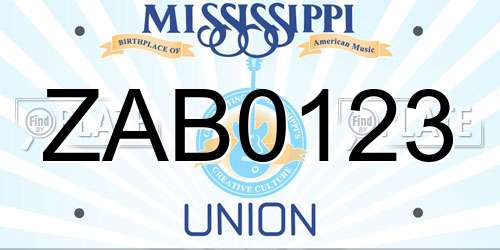 ZAB0123 Mississippi License Plate