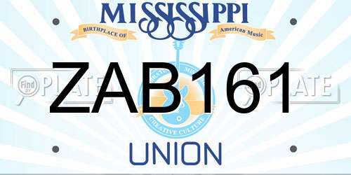 ZAB161 Mississippi License Plate
