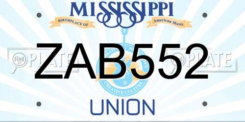 ZAB552 Mississippi License Plate