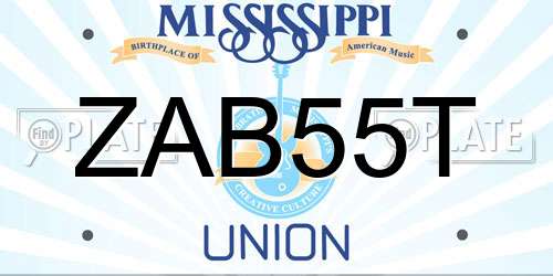 ZAB55T Mississippi License Plate