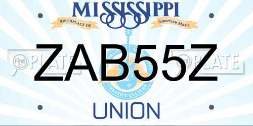 ZAB55Z Mississippi License Plate