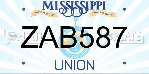 ZAB587 Mississippi License Plate