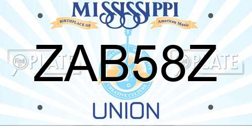 ZAB58Z Mississippi License Plate