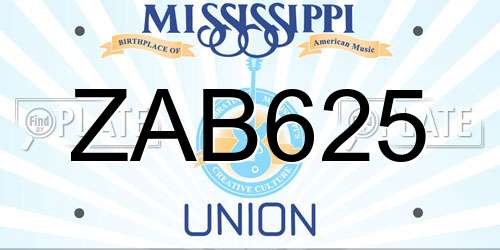 ZAB625 Mississippi License Plate