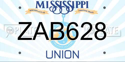 ZAB628 Mississippi License Plate
