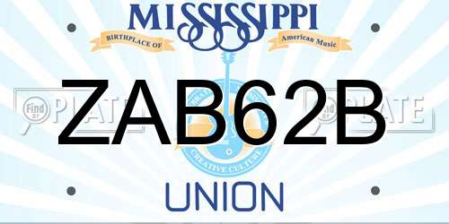 ZAB62B Mississippi License Plate