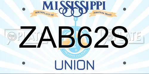 ZAB62S Mississippi License Plate
