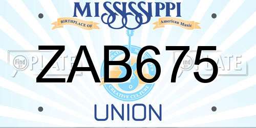 ZAB675 Mississippi License Plate