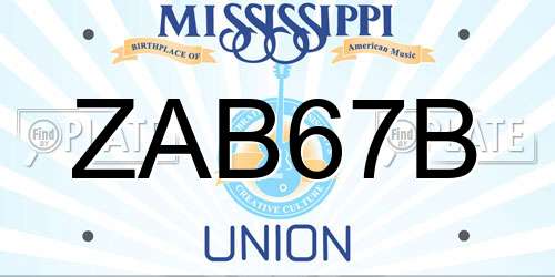 ZAB67B Mississippi License Plate