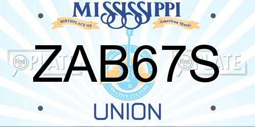 ZAB67S Mississippi License Plate
