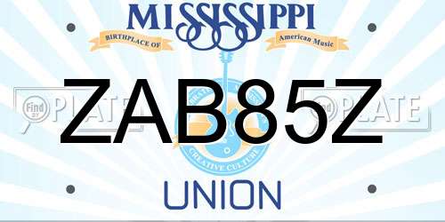 ZAB85Z Mississippi License Plate