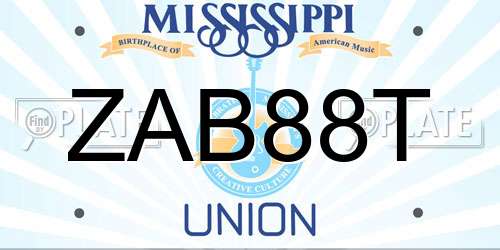 ZAB88T Mississippi License Plate