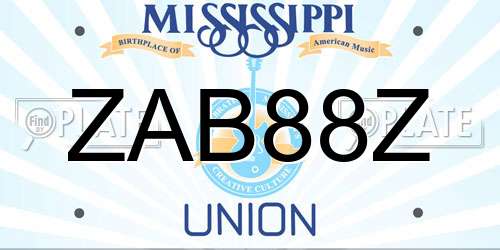 ZAB88Z Mississippi License Plate