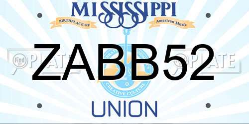 ZABB52 Mississippi License Plate