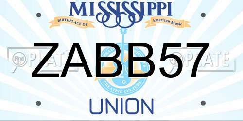 ZABB57 Mississippi License Plate