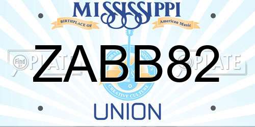 ZABB82 Mississippi License Plate