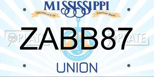 ZABB87 Mississippi License Plate