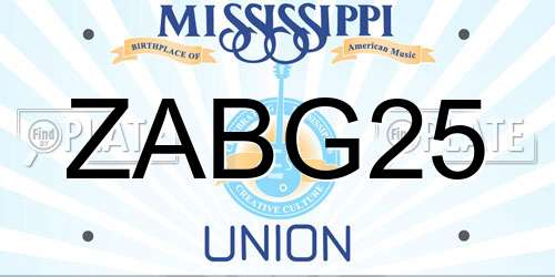 ZABG25 Mississippi License Plate
