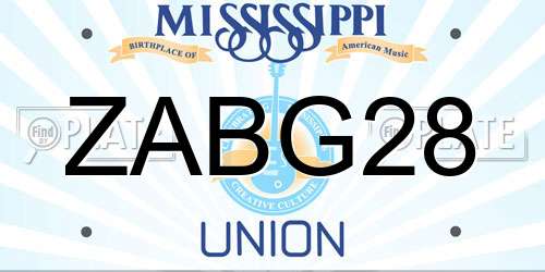 ZABG28 Mississippi License Plate