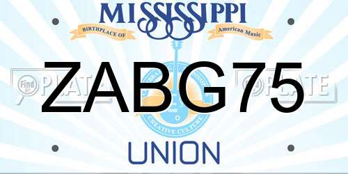 ZABG75 Mississippi License Plate