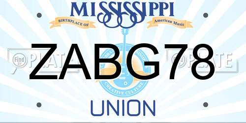 ZABG78 Mississippi License Plate