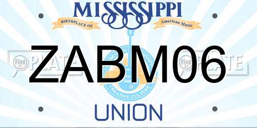 ZABM06 Mississippi License Plate