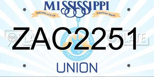 ZAC2251 Mississippi License Plate