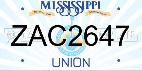 ZAC2647 Mississippi License Plate