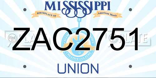 ZAC2751 Mississippi License Plate