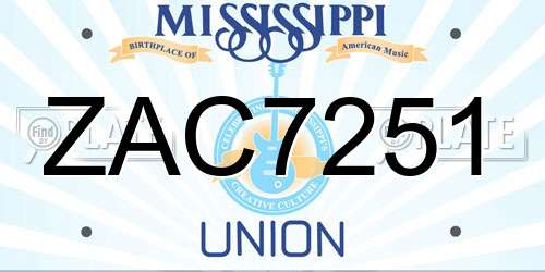 ZAC7251 Mississippi License Plate